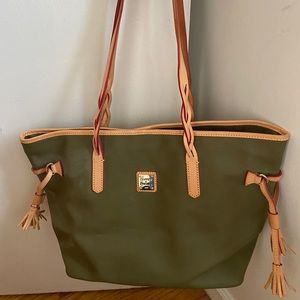 Dooney and Burke large tote with tassels.
